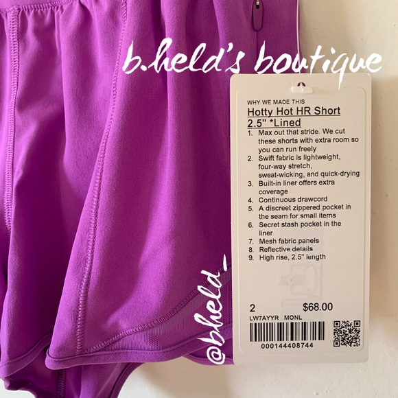 lululemon Hotty Hot High-Rise Lined Short 2.5" Moonlit Magenta Size 2 New NWT - Picture 2 of 16